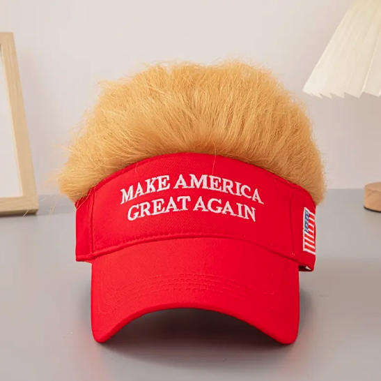 Novelty Donald Trump Fake Hair "Make America Great Again" Cap