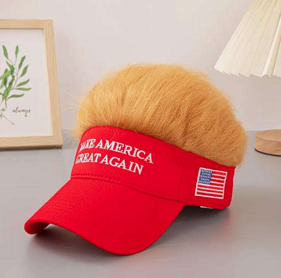 Novelty Donald Trump Fake Hair "Make America Great Again" Cap