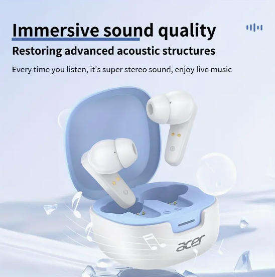 Acer TWS Wireless Earbuds - White & Blue