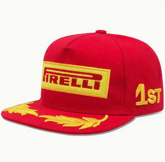 Pirelli Ebroidered 1st Place Podium F1 Cap - Red - FLAT PEAK