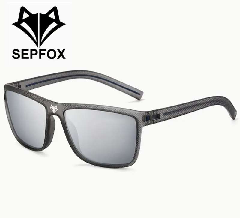NEW! SEPFOX Polarized Sunglasses -  Textured Clear Dark Grey Frame - Grey Polarized Lenses