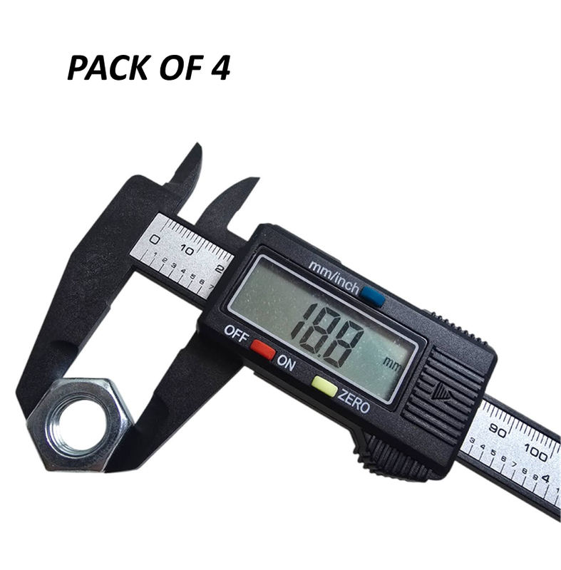PACK OF 4  - Digital Vernier Caliper 150mm - Plastic (Carbon Fibre Composites) (Includes Battery)