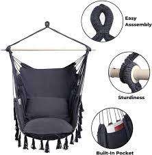 Hanging Rope Swing Chair with 2 Seat Cushions & Installation Kit
