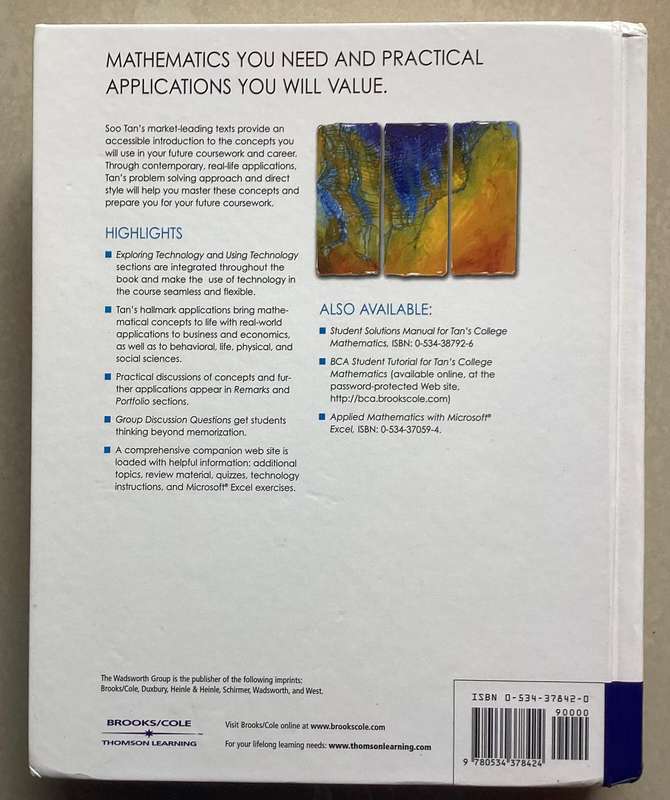 College Mathematics for the Managerial, Life, and Social Sciences by Tan, S. (Hardcover, 5th Ed.)