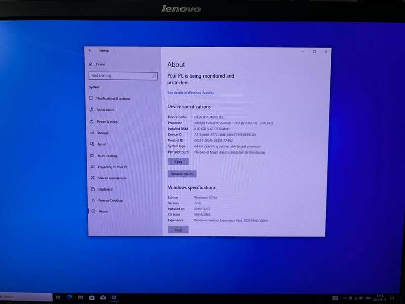 LENOVO ThinkCentre M93 Tiny Core i5 4570 256GB SSD 8GB RAM Win 10 Pro