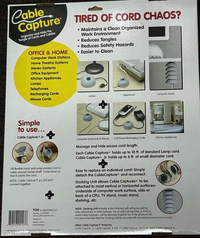 Cable Capture Cord Organizer