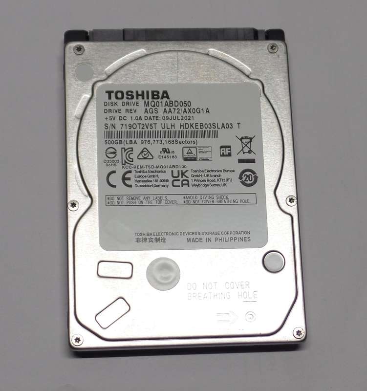 Toshiba 500GB Laptop HDD *POWER ON TIME 35 DAYS*