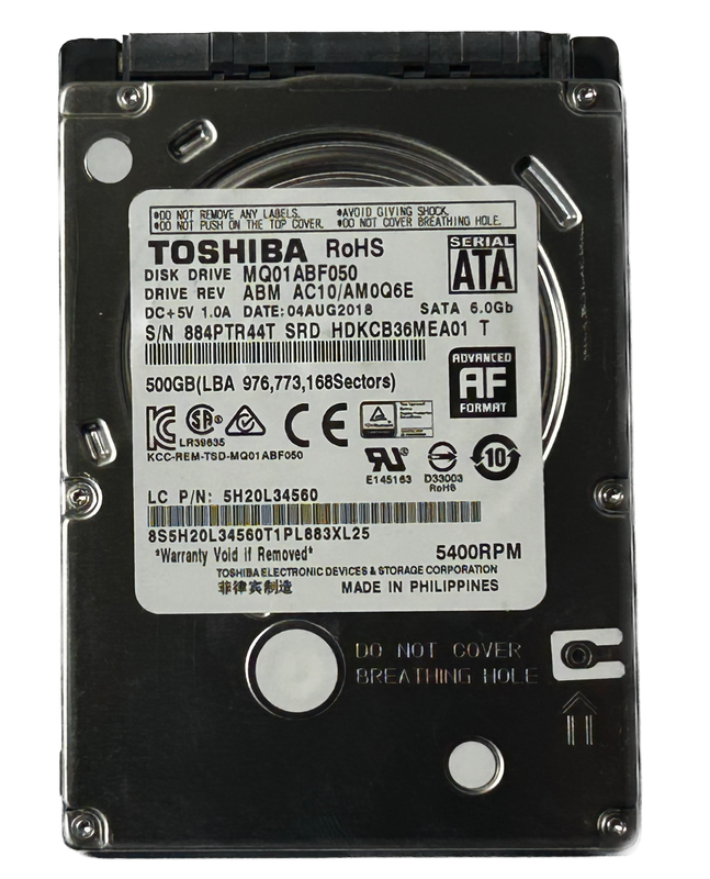 Toshiba 500GB Laptop HDD