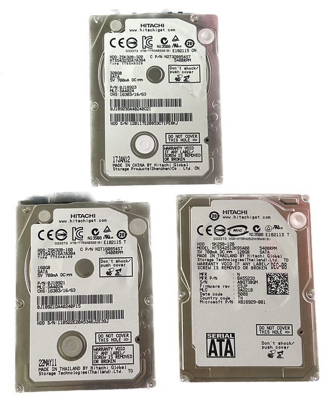 Hitachi 2.5" HDD batch of 3 - 120/160/320GB
