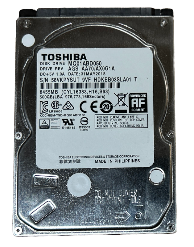 Toshiba 500GB Laptop HDD