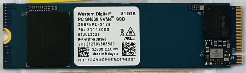 WD PC SN530 512GB m.2 2280 PCIe 3.0 SSD
