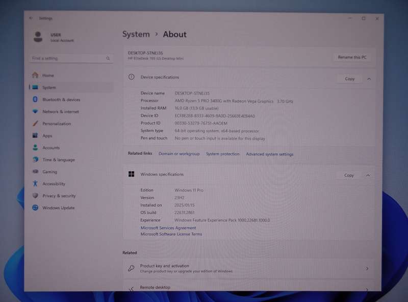 HP EliteDesk 705 G5 Desktop Mini AMD Ryzen 5 Pro 3400 256GB SSD 16GB RAM