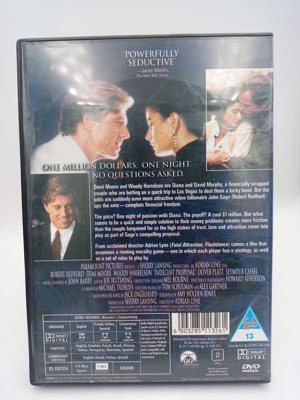 Indecent Proposal DVD - Robert Redford, Demi Moore & Woody Harrelson