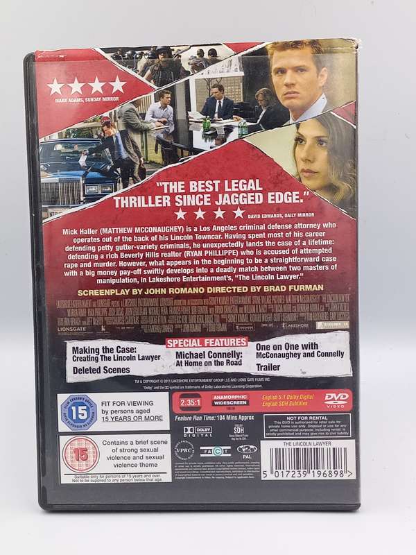 The Lincoln Lawyer DVD - Matthew McConaughey
