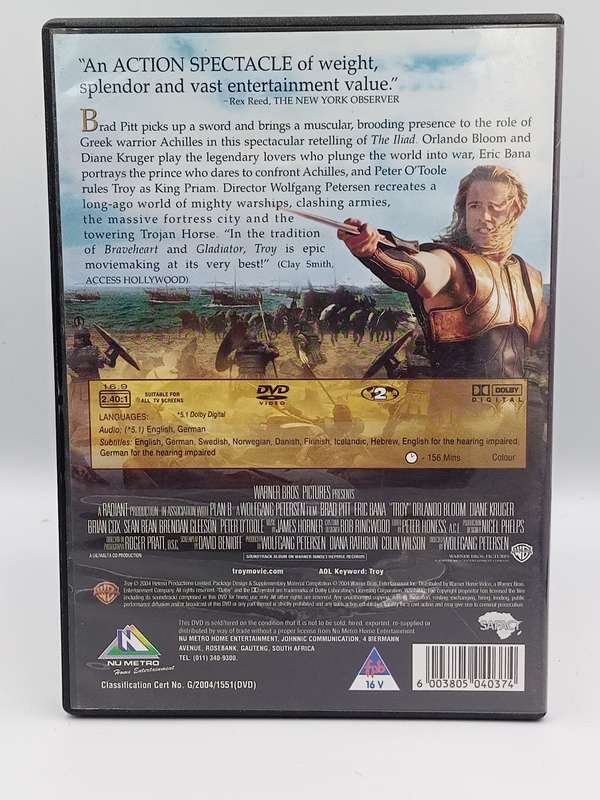 Troy DVD - Brad Pitt, Eric Bana & Orlando Bloom