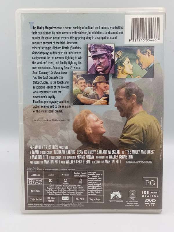 The Molly Maguires Region 4 DVD - Richard Harris, Sean Connery & Samantha Eggar