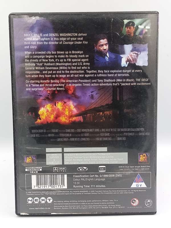 The Siege DVD - Denzel Washington, Annette Bening & Bruce Willis