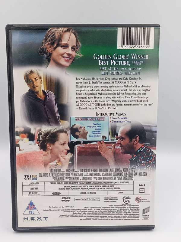 As Good as it Gets DVD - Jack Nicholson, Helen Hunt & Greg Kinnear