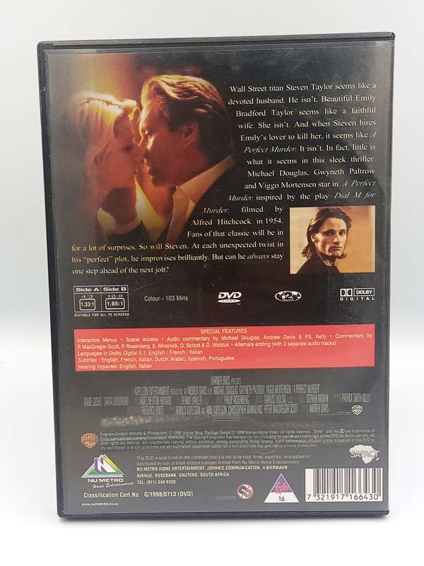 A Perfect Murder DVD - Michael Douglas, Gwyneth Paltrow & Viggo Mortensen