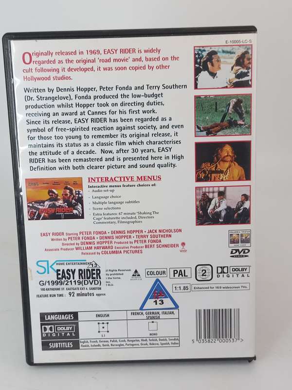 Easy Rider DVD - Peter Fonda, Dennis Hopper & Jack Nicholson