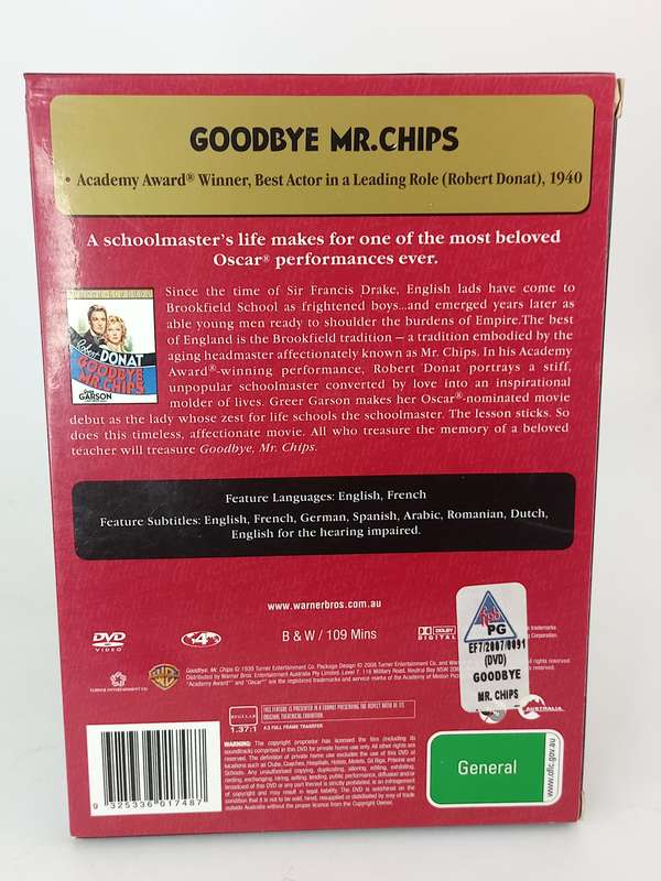 Goodbye Mr. Chips DVD Region 4 - Robert Donat