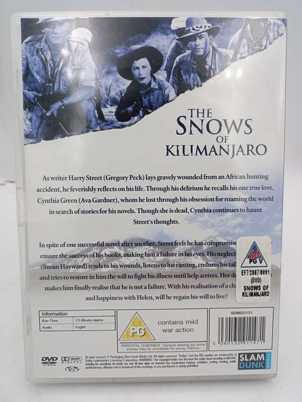The Snows of Kilimanjaro DVD - Gregory Peck, Susan Hayward & Ava Gardner