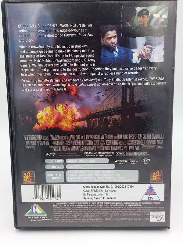 The Siege DVD - Denzel Washington, Annette Bening & Bruce Willis