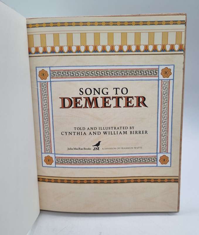Song To Demeter by Cynthia and William Birrer | Signed by both Authors | Persephone and Demeter