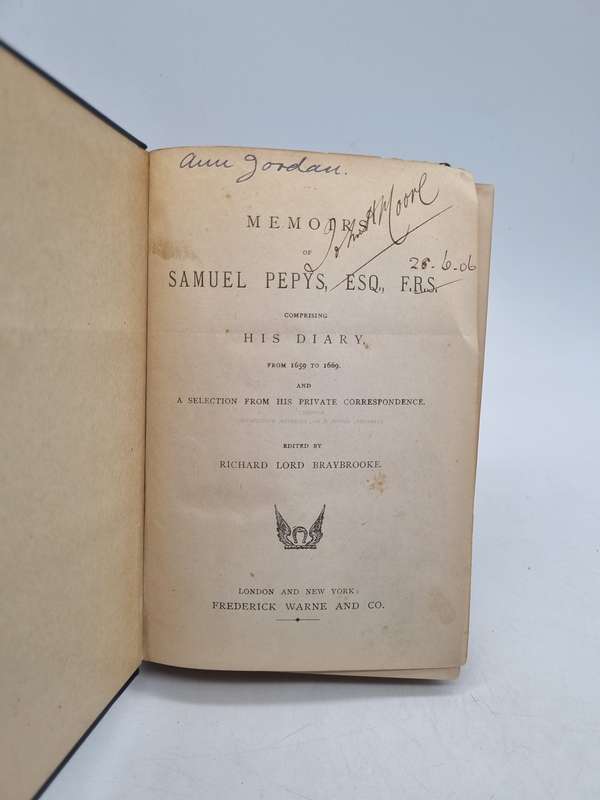 Memoirs of Samuel Pepys, Esq. F.R.S. His Diary from 1659 to 1669 - Edited by Lord Braybrooke
