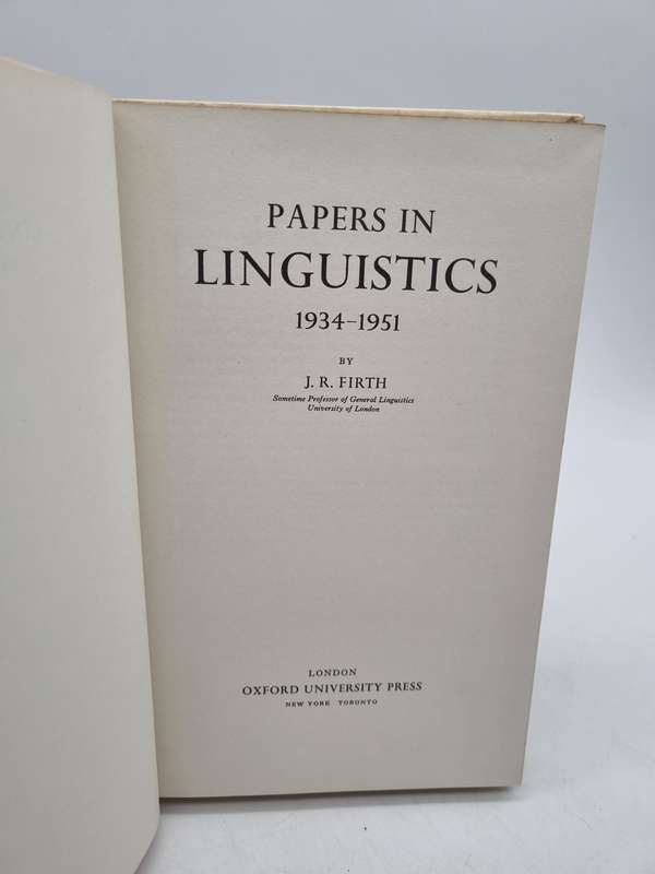 Papers in Linguistic 1934-1951 by JR Firth | Oxford Univ Press