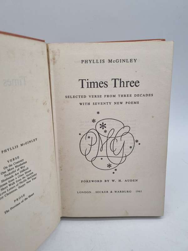 Times Three: Selected Verse from Three Decades- With Seventy New Poems Phyllis McGinley