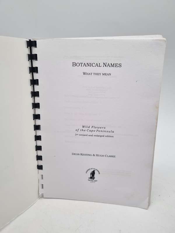 Botanical Names What They Mean - Wild Flowers of the Cape Peninsula - Deon Kesting