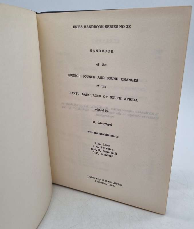 Handbook of the Speech Sounds and Sound Changes of the Bantu Languages of South Africa 1967