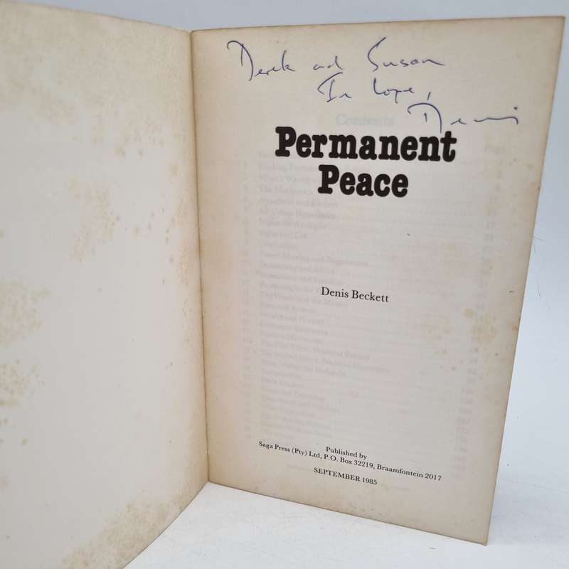 Permanent Peace by Denis Beckett | Signed Copy 1985