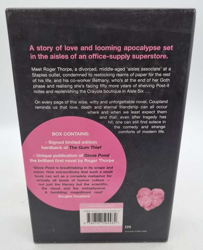 The Gum Thief Signed Limited Edition by Douglas Coupland and & Glove Pond by Roger Thorpe Box Set