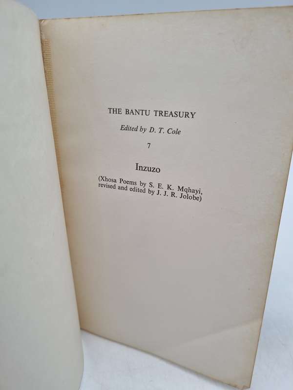 Inzuzo - SEK Mqhayi | Xhosa Poems ~ Bantu Treasury No 7 | Very Scarce First Edition 1974