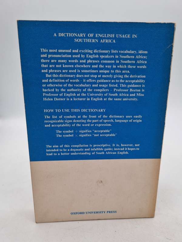 A Dictionary of English Usage in Southern Africa | D. R. Beeton & Helen Dorner