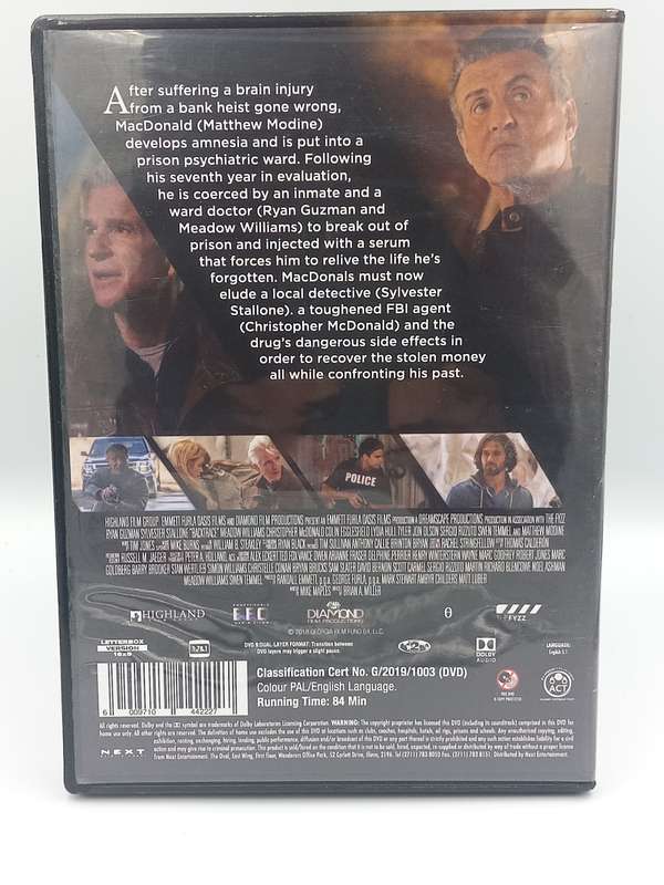 Backtrace DVD - Matthew Modine, Sylvester Stallone