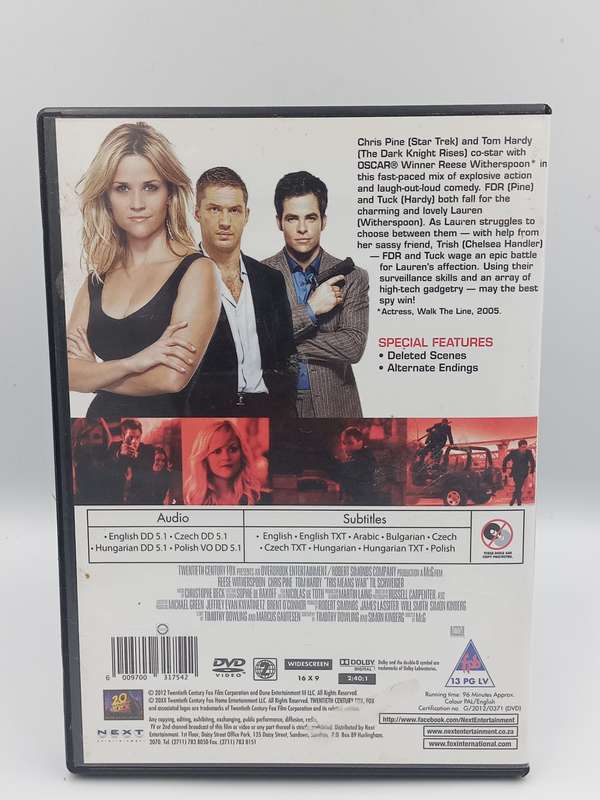 This Means War DVD - Reese Witherspoon, Chris Pine & Tom Hardy