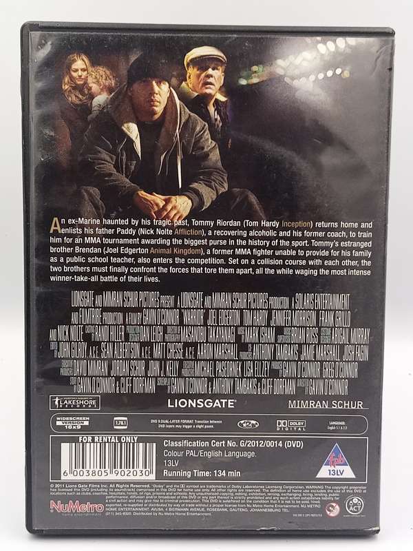Warrior DVD - Tom Hardy, Joel Egerton & Nick Nolte