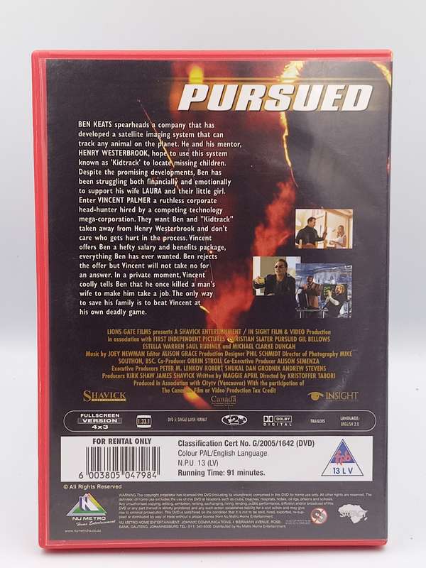 Pursued DVD - Christian Slater, Estella Warren & Michael Clarke Duncan