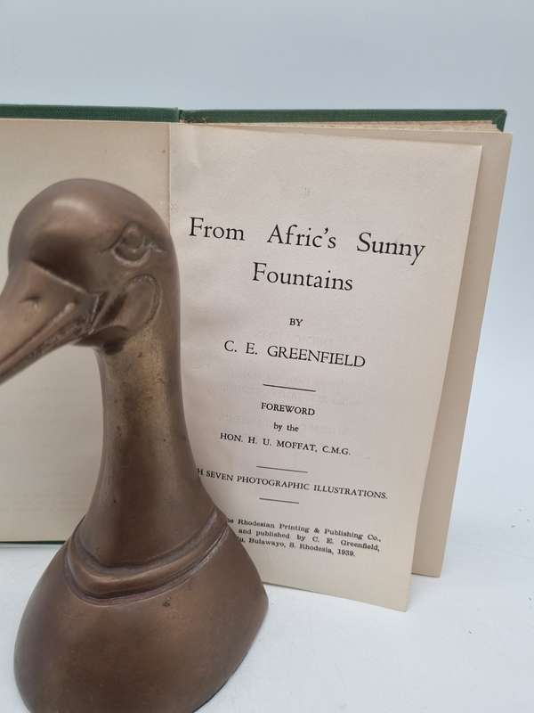 From Afric's Sunny Fountains by CE Greenfield | Signed and inscribed by the Author | Bulawayo, 1939