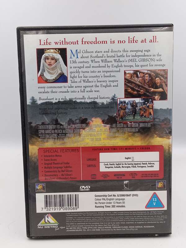 Braveheart DVD - Mel Gibson - 2 disc set