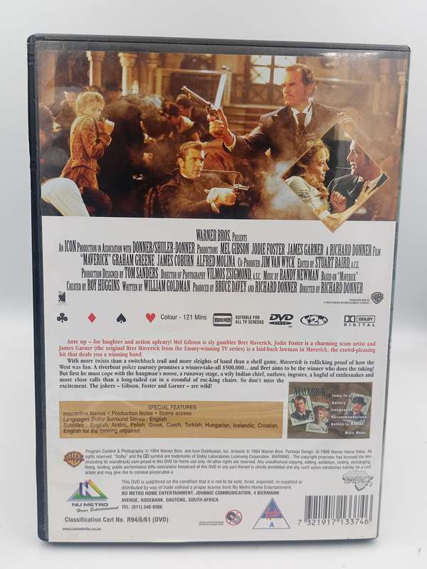 Maverick DVD - Mel Gibson, Jodie Foster & James Garner