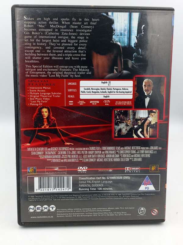Entrapment DVD - Sean Connery, Catherine Zeta-Jones
