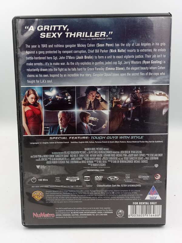 Gangster Squad DVD - Josh Brolin, Ryan Gosling, Nick Nolte, Emma Stone & Sean Penn