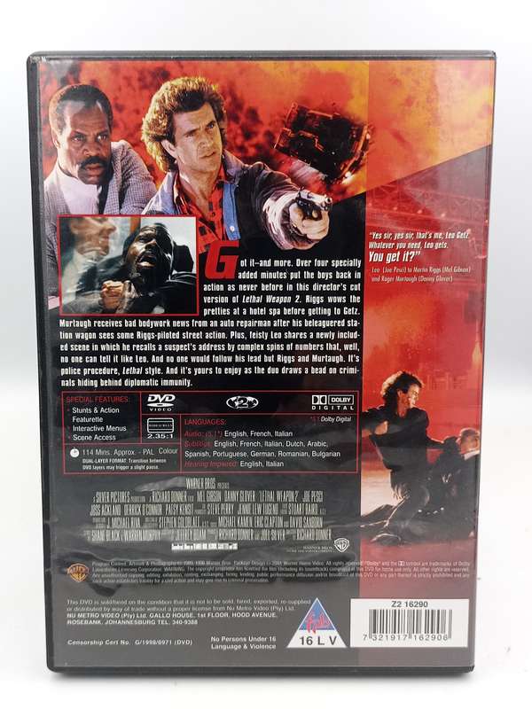 Lethal Weapon 2 DVD - Mel Gibson & Danny Glover