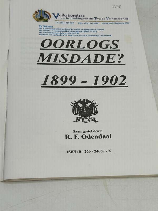 Oorlogs Misdade? 1899-1902 - RF Odendaal