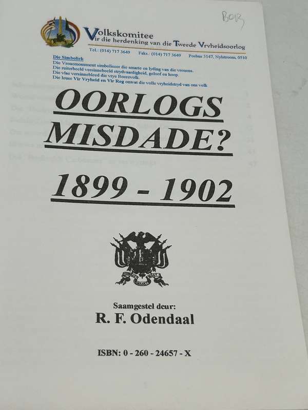 Oorlogs Misdade? 1899-1902 - RF Odendaal