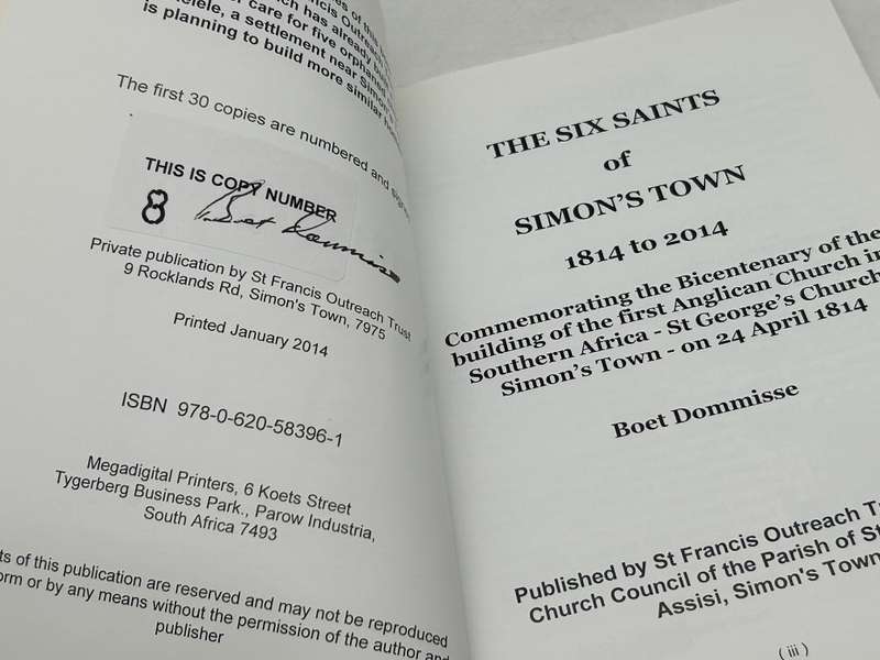 The Six Saints of Simons Town 1814-2014 by Boet Dommisse | Scarce Signed Copy No 8